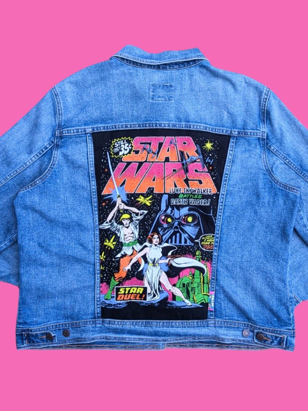Star Wars Upcycled T-Shirt Denim Jacket Size XXL
